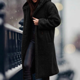 Isabella | Cozy Longline Faux Fur Coat with Hood and Open Front