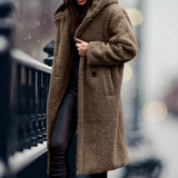 Isabella | Cozy Longline Faux Fur Coat with Hood and Open Front