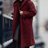 Isabella | Cozy Longline Faux Fur Coat with Hood and Open Front