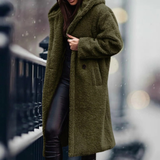 Isabella | Cozy Longline Faux Fur Coat with Hood and Open Front