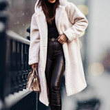 Isabella | Cozy Longline Faux Fur Coat with Hood and Open Front