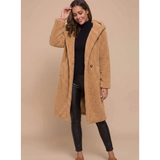 Isabella | Cozy Longline Faux Fur Coat with Hood and Open Front