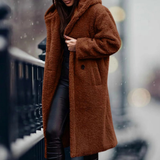 Isabella | Cozy Longline Faux Fur Coat with Hood and Open Front
