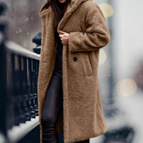 Isabella | Cozy Longline Faux Fur Coat with Hood and Open Front