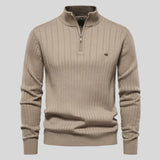 Matteo | Men's Half-Zip Sweater with Ribbed Texture & Stand Collar