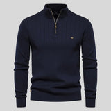 Matteo | Men's Half-Zip Sweater with Ribbed Texture & Stand Collar