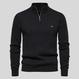 Matteo | Men's Half-Zip Sweater with Ribbed Texture & Stand Collar