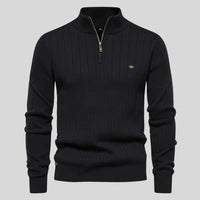 Matteo | Men's Half-Zip Sweater with Ribbed Texture & Stand Collar