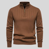 Matteo | Men's Half-Zip Sweater with Ribbed Texture & Stand Collar
