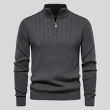 Matteo | Men's Half-Zip Sweater with Ribbed Texture & Stand Collar