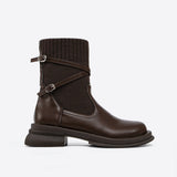 Olivia | Brown Ankle Boots with Wrap Straps and Block Heel