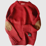 Caleb | Men's Crew Neck Knit Sweater with Elbow Patches