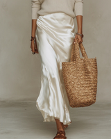 Eliza | Women's V-Neck Cardigan & Satin Midi Dress Set