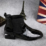 Violet | Patent Leather-Look Ankle Boots with Block Heel
