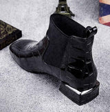 Violet | Patent Leather-Look Ankle Boots with Block Heel