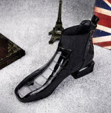 Violet | Patent Leather-Look Ankle Boots with Block Heel