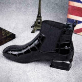 Violet | Patent Leather-Look Ankle Boots with Block Heel