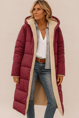 Sienna | Women's Reversible Long Coat with Contrast Collar