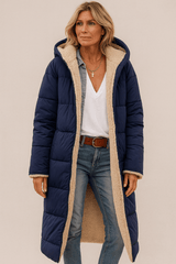 Sienna | Women's Reversible Long Coat with Contrast Collar