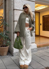 Willow | Elegant Long Knit Cardigan with Button Front