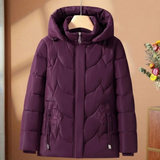 Greta | Women's Quilted Jacket with Hood and Floral Details