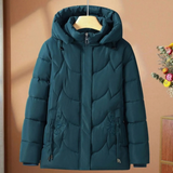 Greta | Women's Quilted Jacket with Hood and Floral Details