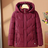 Greta | Women's Quilted Jacket with Hood and Floral Details
