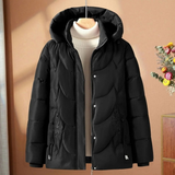 Greta | Women's Quilted Jacket with Hood and Floral Details