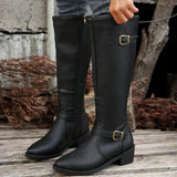 Selene | Women's Knee-High Boots with Buckle and Side Zipper