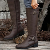 Selene | Women's Knee-High Boots with Buckle and Side Zipper