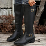 Selene | Women's Knee-High Boots with Buckle and Side Zipper