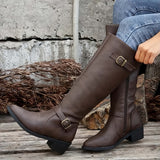 Selene | Women's Knee-High Boots with Buckle and Side Zipper
