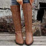 Selene | Women's Knee-High Boots with Buckle and Side Zipper