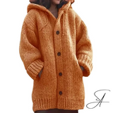 Thalia | Chunky Knit Hooded Cardigan with Button Front
