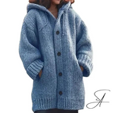 Thalia | Chunky Knit Hooded Cardigan with Button Front