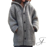 Thalia | Chunky Knit Hooded Cardigan with Button Front