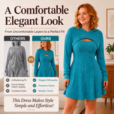 Cecilia | Ribbed Knit Dress Set with Short Hoodie