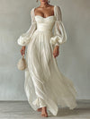 Amy | Elegant Maxi Square Neck Long Dress with Sleeves