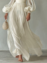 Amy | Elegant Maxi Square Neck Long Dress with Sleeves