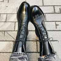 Greta | Lace-Up Leather-Look Combat Boots for Women