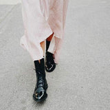 Greta | Lace-Up Leather-Look Combat Boots for Women