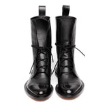 Greta | Lace-Up Leather-Look Combat Boots for Women