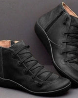 Mira | Women’s Lace-Up Leather Ankle Boots with Zipper