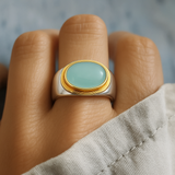 Gabi - Retro Green Moonstone Ring - Threadford