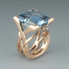 Retro Rose Gold Ring with Blue Zirconia - Threadford