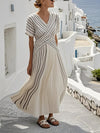 Women Loose Striped Print Dress - Threadford
