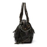 Stylish Vintage Black Leather Handbag - Threadford