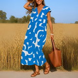 Valérie | Flowing Dress with V-Neck - Threadford