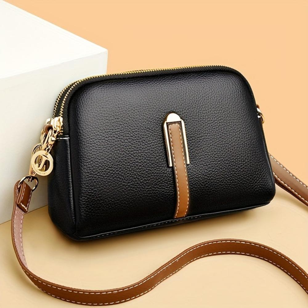 Mila Litchi Crossbody Bag with Embossed Pattern - Threadford