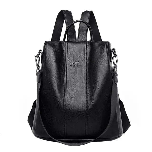 Premium and Secure PU Leather Backpack - Threadford